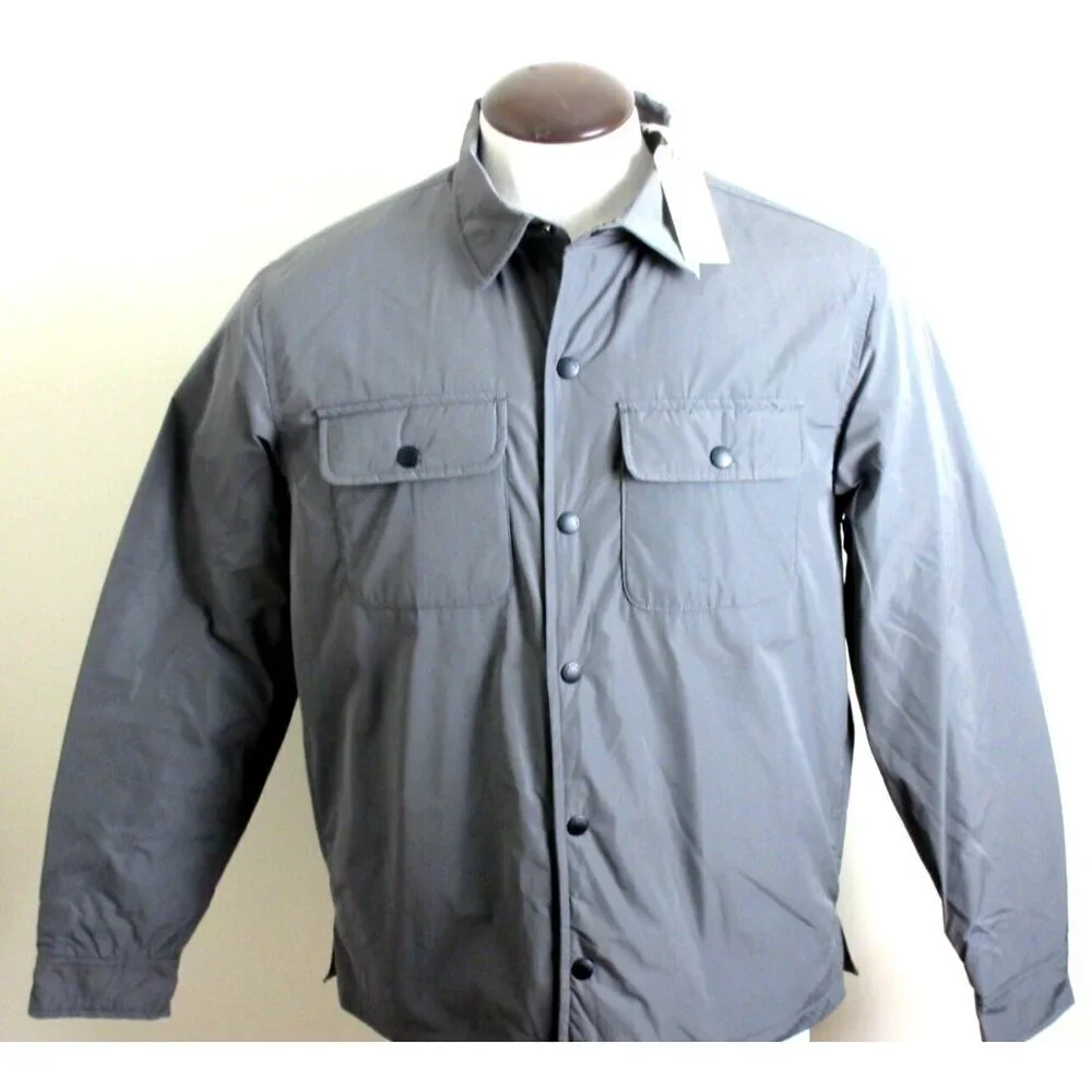 OOBE Brand Men's Snap Front Deck Shirt Jacket Ash Grey Black NWT